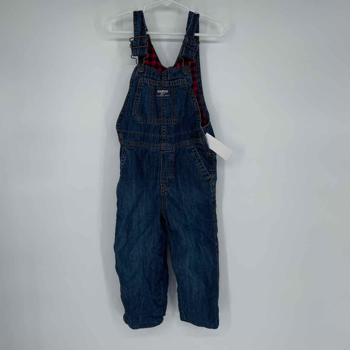 Osh Kosh B'Gosh DENIM/RED PLAID OVERALLS 4