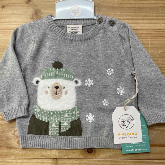 NEW! VIVERANO POLAR BEAR SWEATER 3-6 MOS