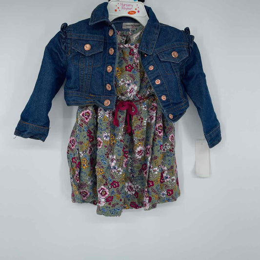 NANETTE GREEN FLORAL DRESS DENIM JACKET 12 MOS