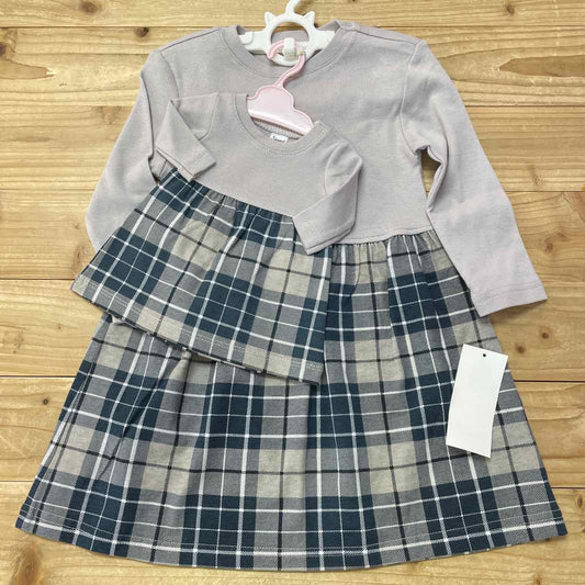 NEW! LEVERET GREY PLAID DRESS W/ MATCHING DOLL DRESS 2