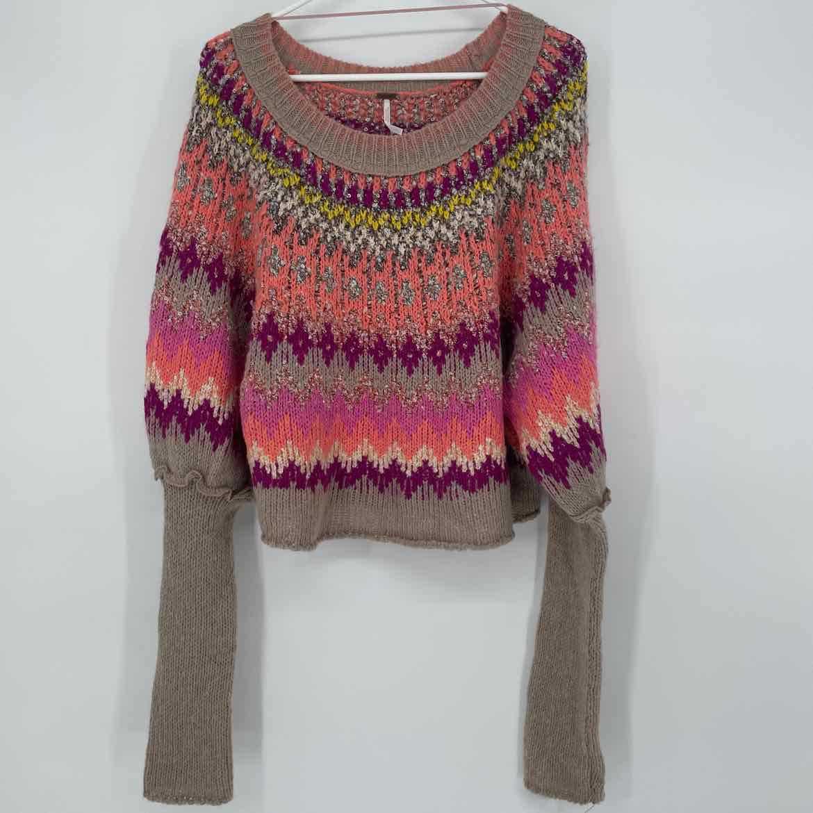 FREE PEOPLE FAIR ISLE SWEATER L