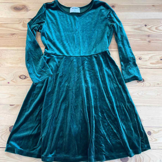 OLD NAVY GREEN VELVET DRESS 10-12