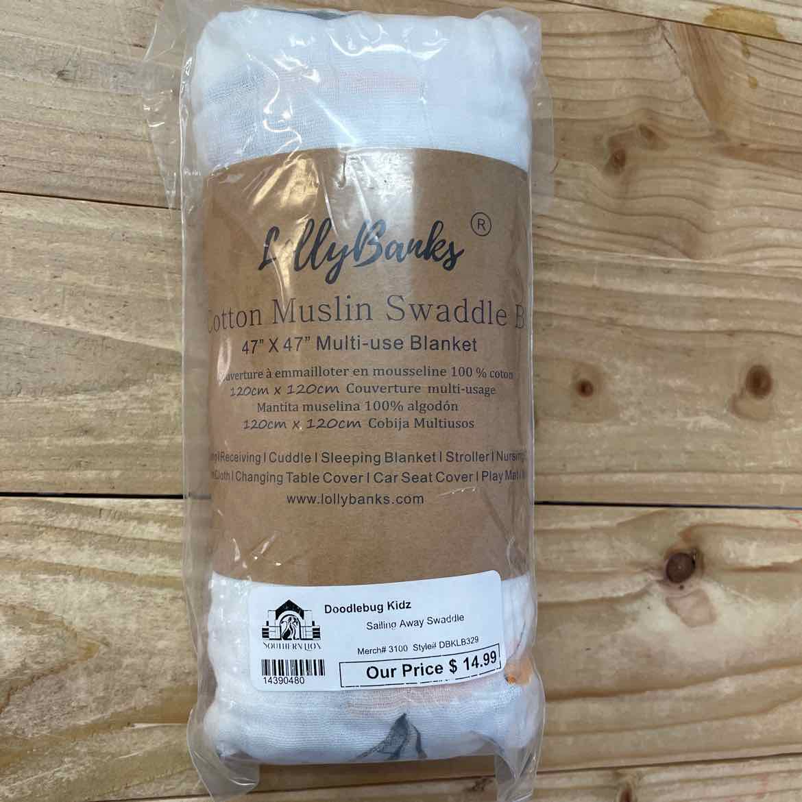 NEW! LOLLY BANKS MUSLIN SWADDLE SAILBOAT BLANKET 47X47