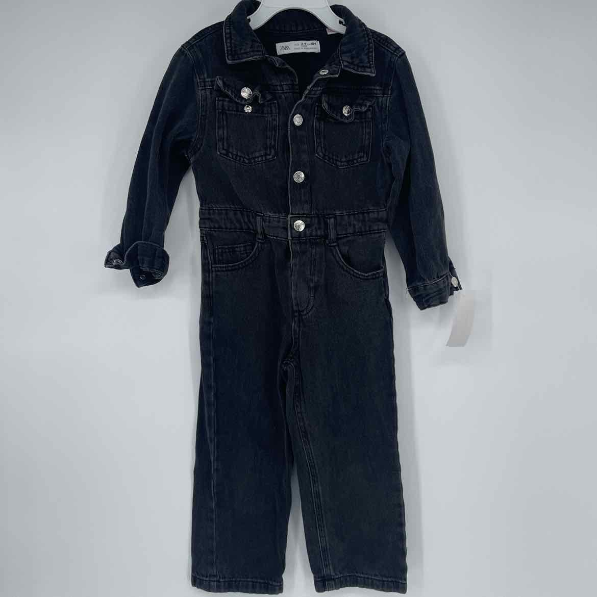 ZARA BLACK DENIM JUMPSUIT 3-4