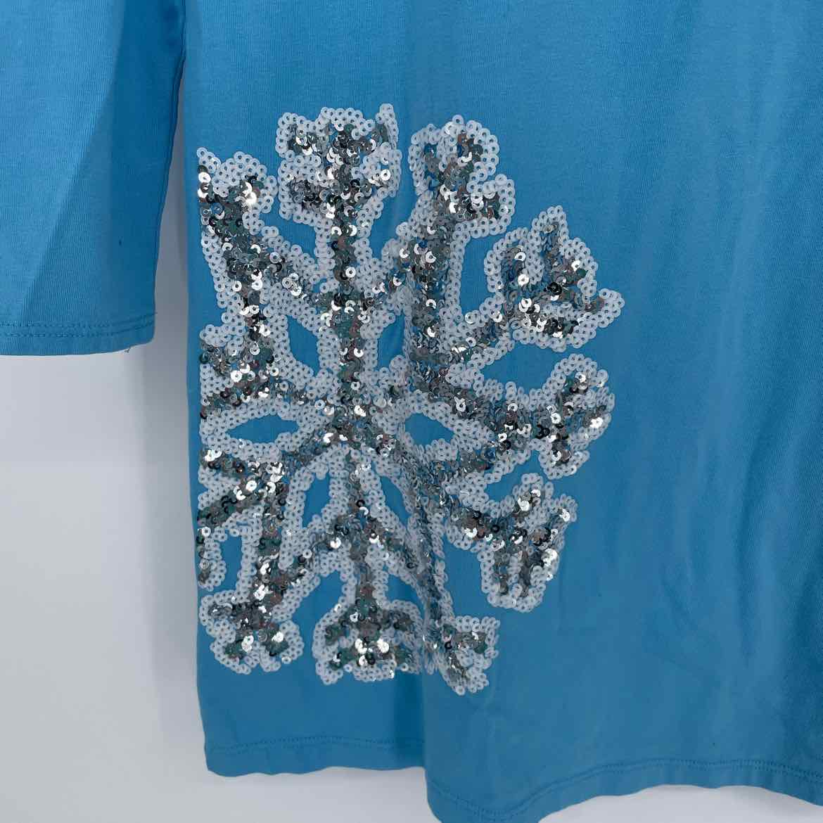 LANDS END BLUE SNOWFLAKE DRESS 10-12