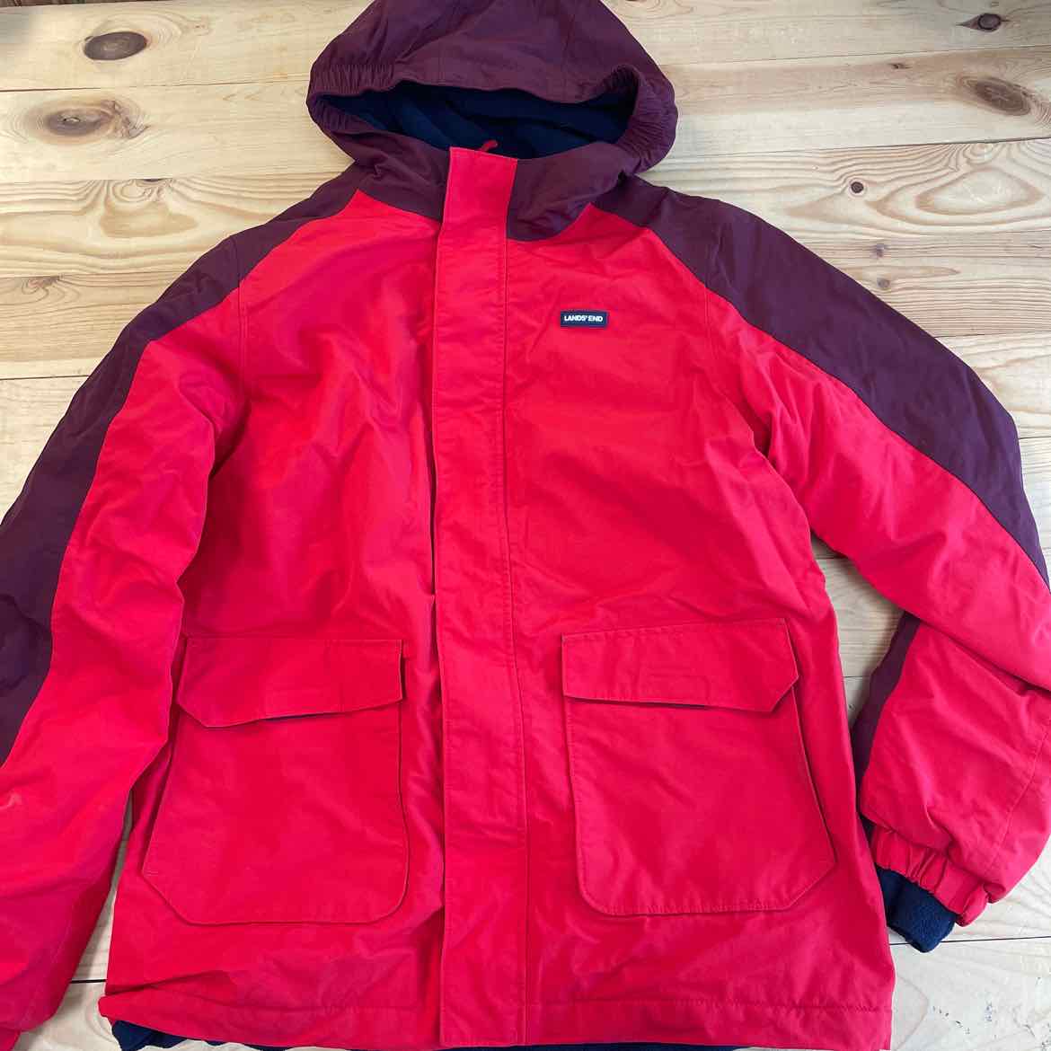 LANDS END NAVY/RED COAT 14