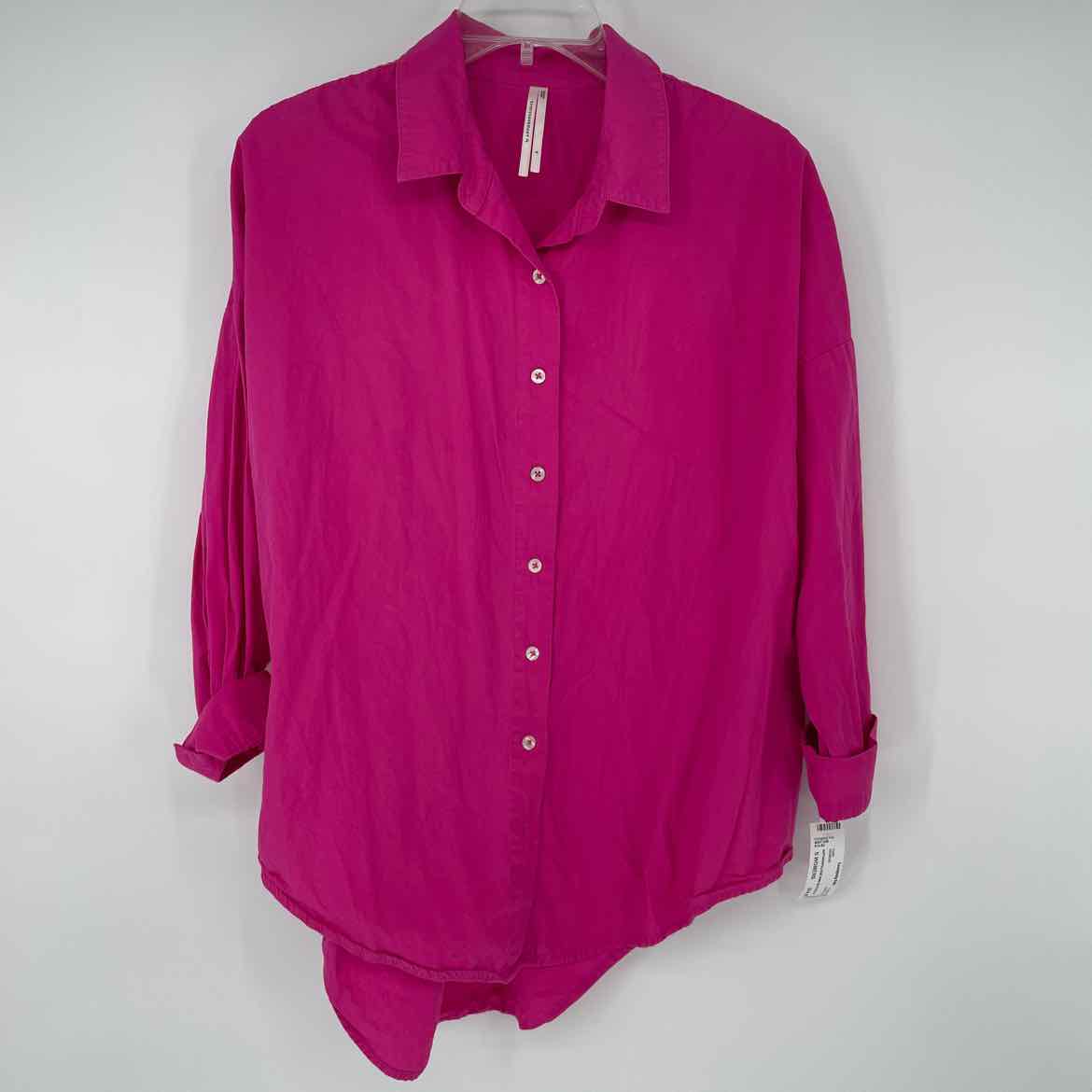 ANTHROPOLOGIE PINK BUTTON UP SHIRT S