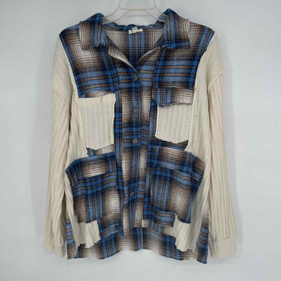POL PLAID/CREAM SHACKET M