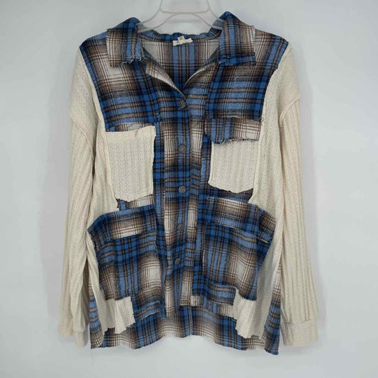 POL PLAID/CREAM SHACKET M