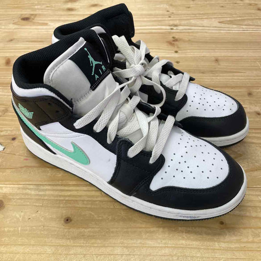 AIR JORDAN 1 MID GREEN GLOW SHOES 6Y