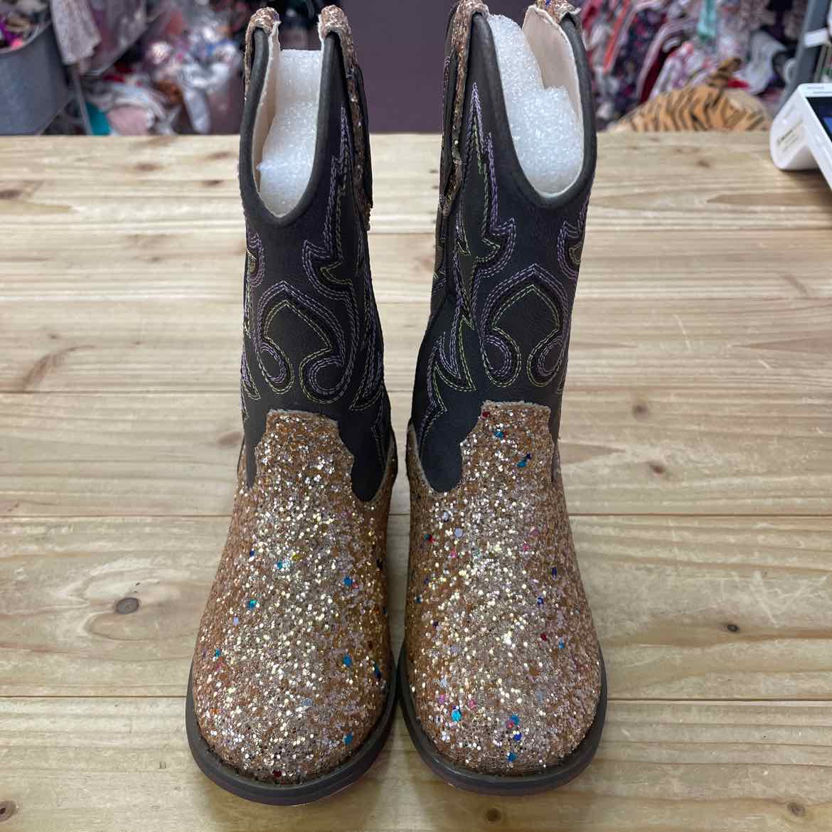 NEW! GOLD SPARKLE COWGIRL BOOTS 7