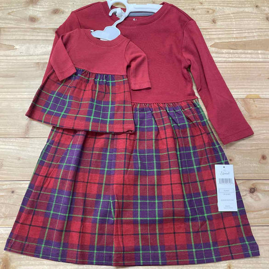 NEW! LEVERET RED PLAID DRESS W/ MATCHING DOLL DRESS 4