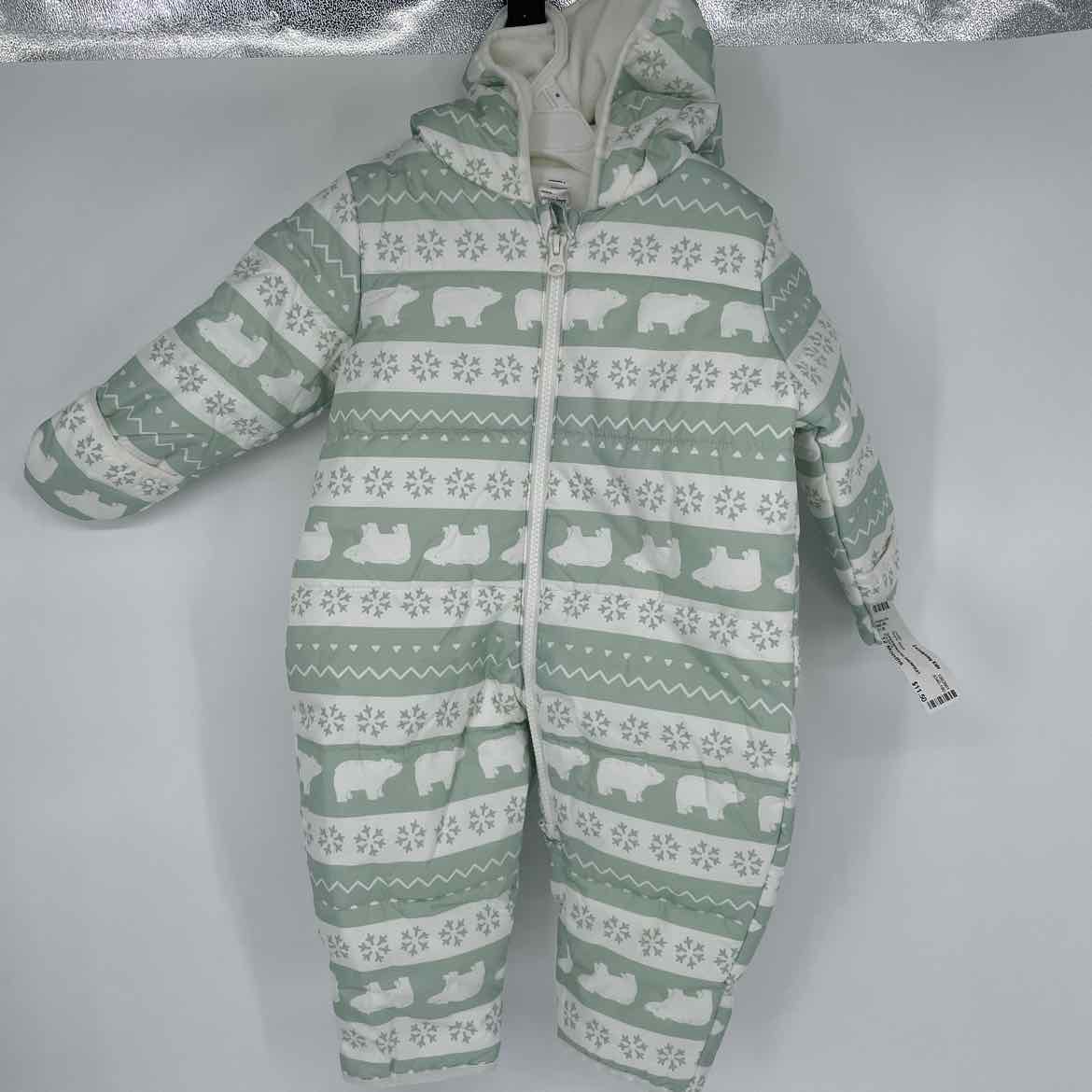 CARTER'S GREEN/WHITE SNOWSUIT 12 MOS