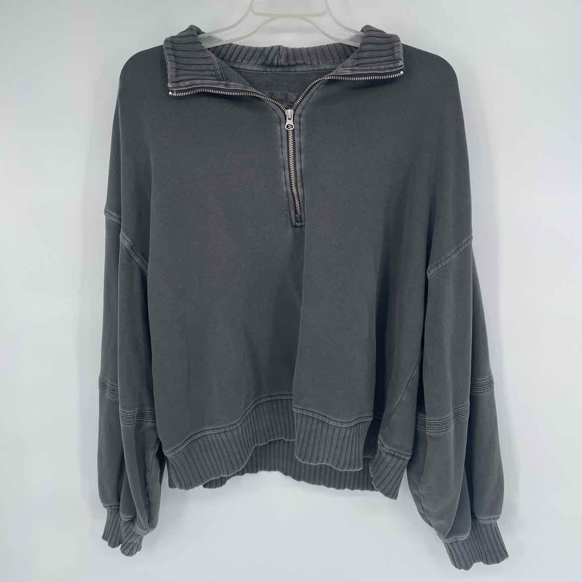 AERIE BROWN 1/2 ZIP PULLOVER L