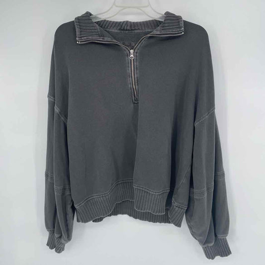 AERIE BROWN 1/2 ZIP PULLOVER L