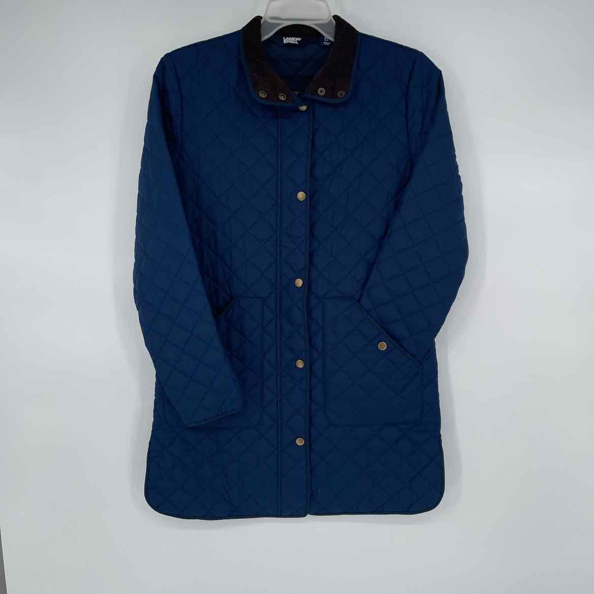 LANDS END QUILTED MID NAVY JACKET XS 2-4