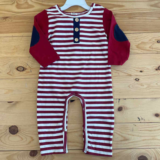 NEW! RED STRIPED OUTFIT/HAT 12 MOS