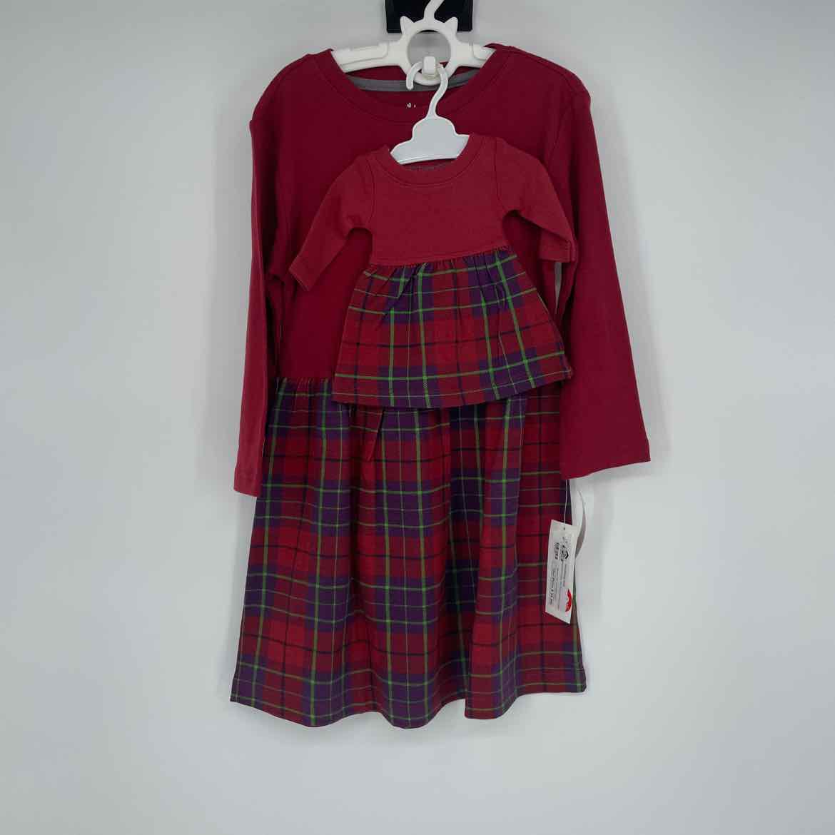 NEW! LEVERET RED PLAID DRESS W/ MATCHING DOLL DRESS 6