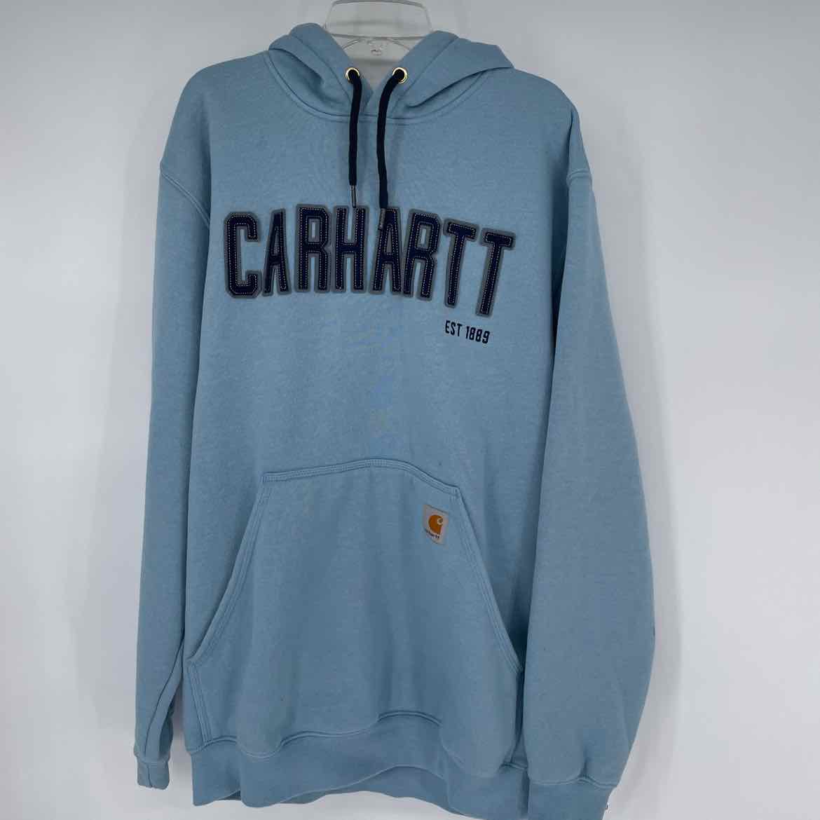 CARHARTT BLUE LOGO HOODIE MENS M