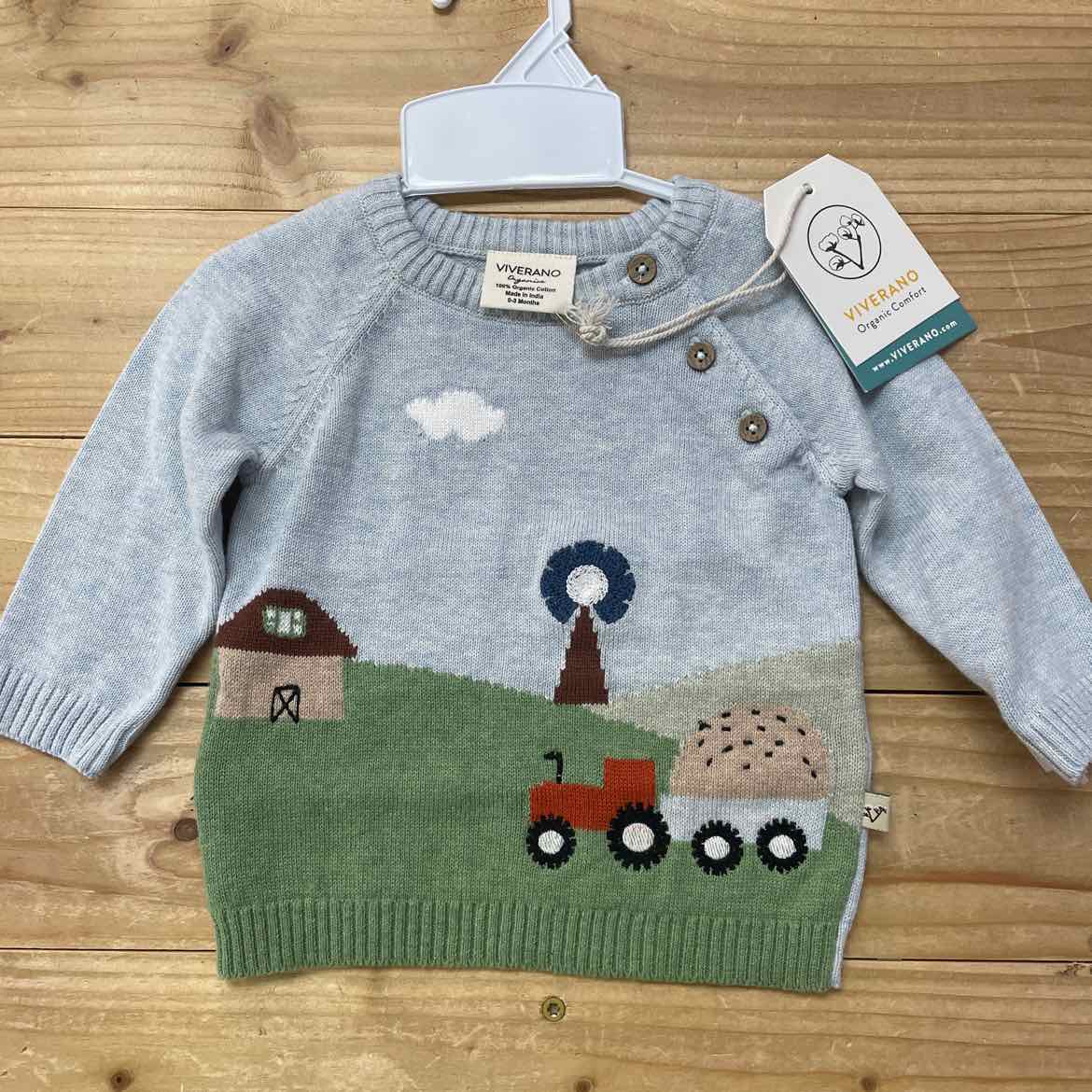 NEW! VIVERANO FARM SWEATER 0-3 MOS
