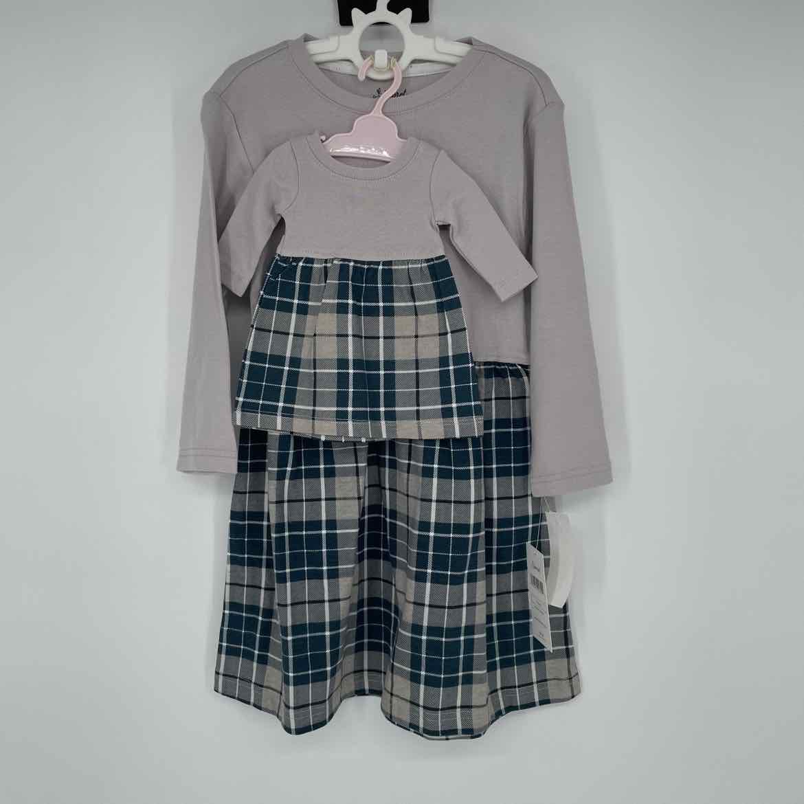 NEW! LEVERET GREY PLAID DRESS W/ MATCHING DOLL DRESS 5