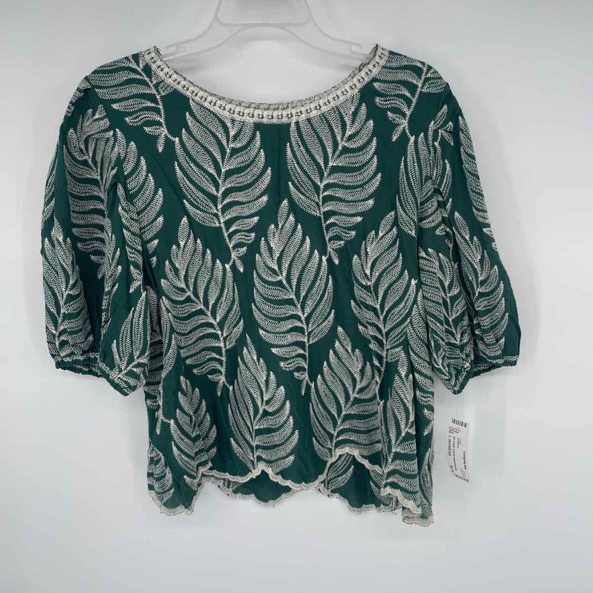 SOLITAIRE GREEN EMBROIDERED BLOUSE L