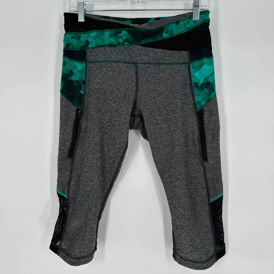 GRAY/GREEN CROPPED LEGGINGS