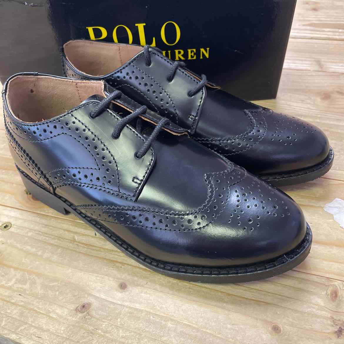 NEW! RALPH LAUREN BLACK SHOES 2 BOYS