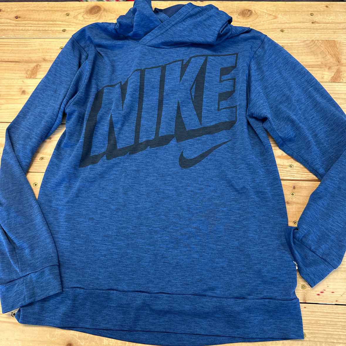 NIKE BLUE HOODED LOGO SHIRT M