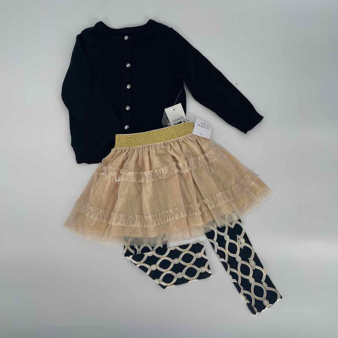NEW! CROWN IVY BLACK/GOLD 3 PC