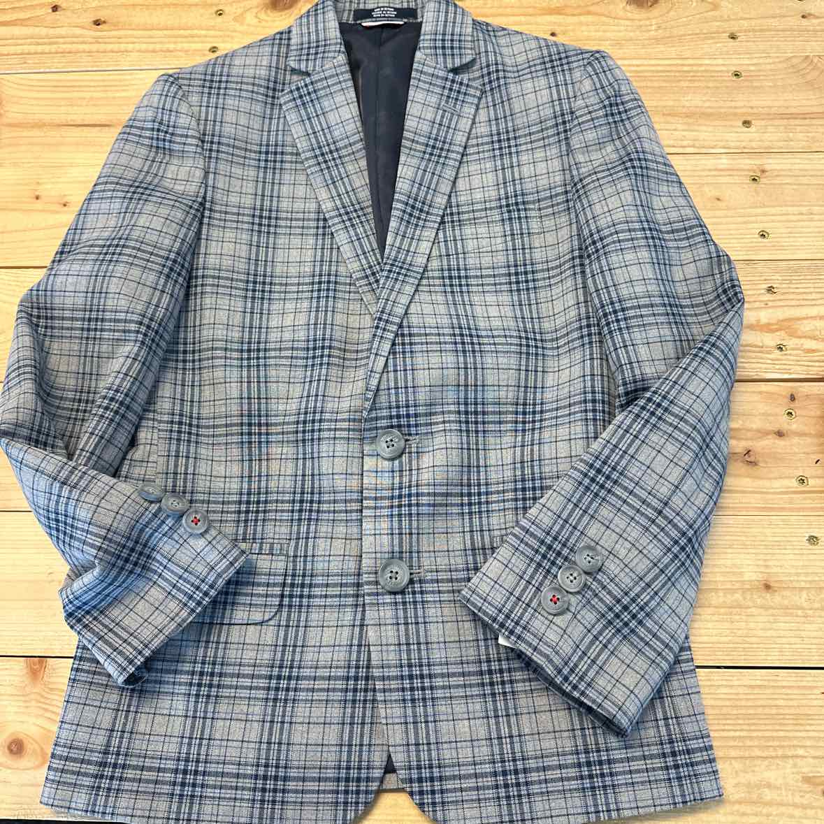 TOMMY HILFIGER GRE/NAVY PLAID BLAZER 8