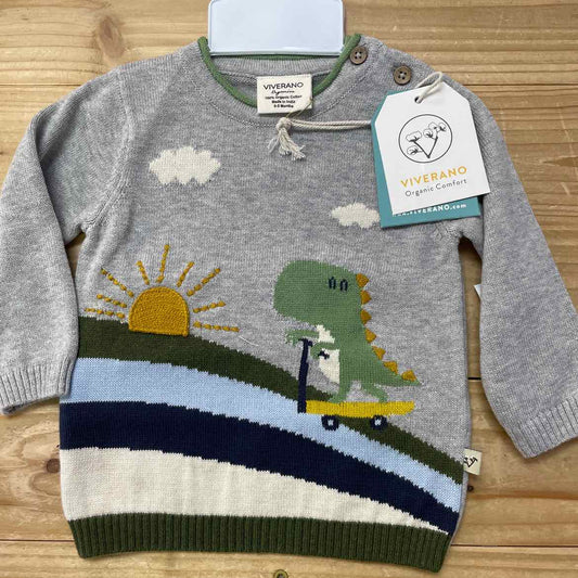 NEW! VIVERANO DINO SWEATER 0-3 MOS