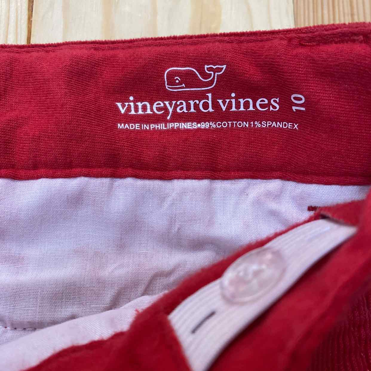 VINEYARD VINES RED CORDUROY PANTS 10